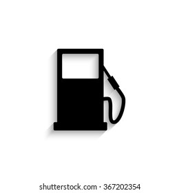 gas station - black vector icon  with shadow