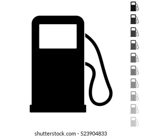 Gas station - black vector icon and ten icons in  shades of grey