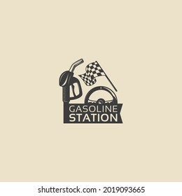 Gas Station Black And White Logo Vector