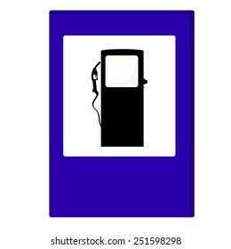 Gas station blue sign vector icon pictogram isolated, gas pump