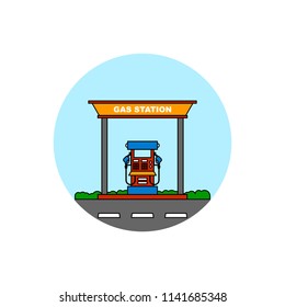 Gas station building cityscape icon.