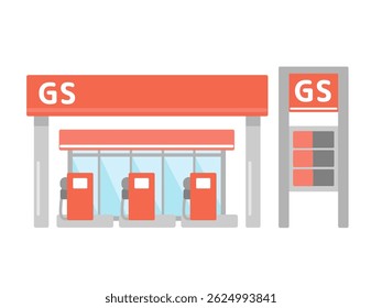 Gas station building illustration material