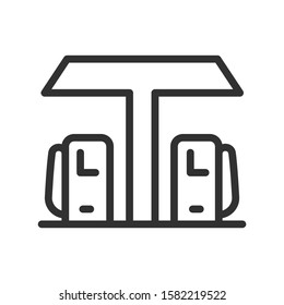 gas station, building, linear icon. Editable stroke