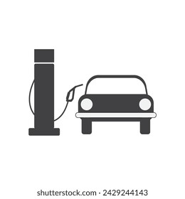 Gas station car icon on white background