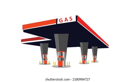 vista de la perspectiva de la ilustración vectorial de gasolineras (reabastecimiento de coches)