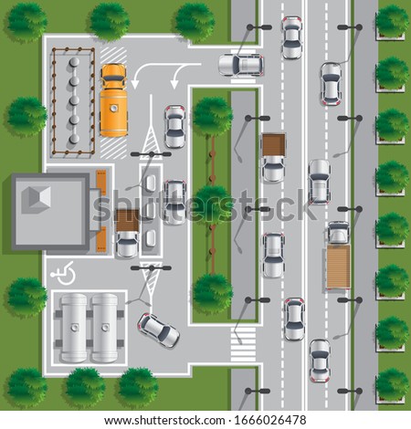 Gas station for cars. Vector illustration.