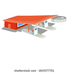 gas station, cartoon illustration, isolated object on white background, vector illustration, eps