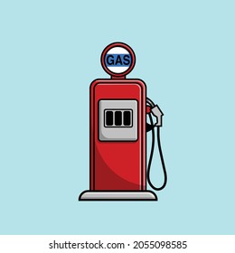 Gas Station Cartoon Vector Icon Illustration. Transportation Object Icon Concept Isolated Premium Vector. Flat Cartoon Style