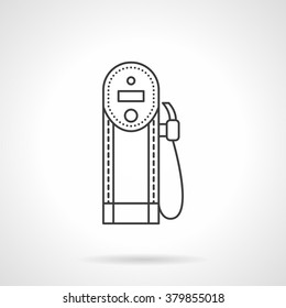 Gas station column with single nozzle. Oil industry. Car services. Flat line style single vector icon. Element for web design, business, mobile app. 