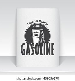 The Gas Station. Detailed elements. Typographic labels, stickers, logos and badges. Sheet of white paper. Flat vector illustration