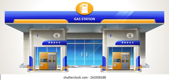 Gas station. Detailed vector illustration eps 10.