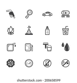gas station element vector black icon set on white background