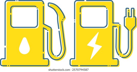 Gas station and EV charging station icons