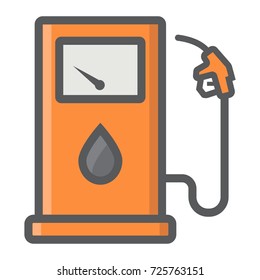 Gas station filled outline icon, petrol and fuel, pump sign vector graphics, a colorful line pattern on a white background, eps 10.
