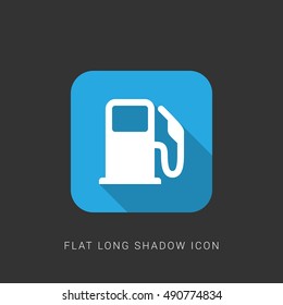 Gas Station Flat blue long shadow Icon / Logo Design