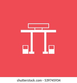 GAS Station Flat Icon On Red Background