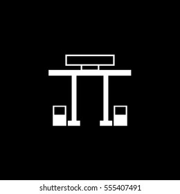 GAS Station Flat Icon On Black Background