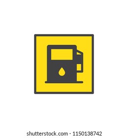 Gas station flat icon, vector sign, colorful pictogram isolated on white. Road sign Symbol, logo illustration. Flat style design