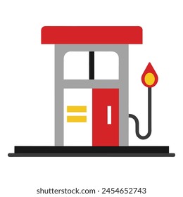 
Ilustración vectorial plana de gasolinera sobre fondo blanco.