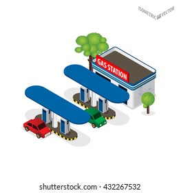Gas station flat vector illustration. Fuel pump, car, shop, Refilling cleaning shopping service.