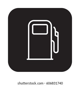 Gas station, fuel dispenser flat line icon, linear vector sign on colorful rounded square button isolated on white. Symbol, logo illustration. Flat design, pixel perfect