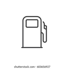 Gas station, fuel dispenser line icon, outline vector sign, linear style pictogram isolated on white. Symbol, logo illustration. Editable stroke. Pixel perfect