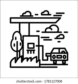 gas station, fuel icon outline style vector