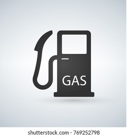 Gas station - fuel pump black flat icon, road sign. Vector Illustration isolated on light background