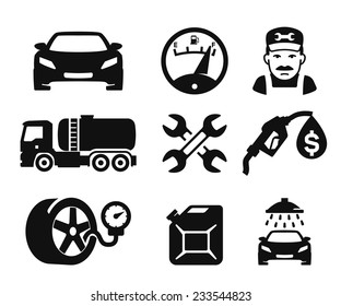 Gas station and Fuel pump icons set // 02