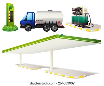 Gas station and fuel truck