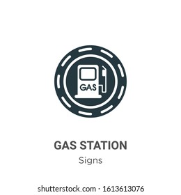 Gas station glyph icon vector on white background. Flat vector gas station icon symbol sign from modern signs collection for mobile concept and web apps design.