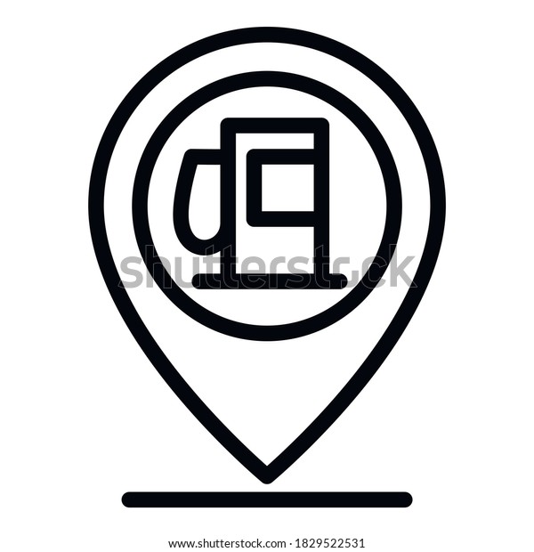 Gas station gps\
pin icon. Outline gas station gps pin vector icon for web design\
isolated on white\
background