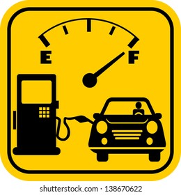 Gas station icon with car and fuel pump