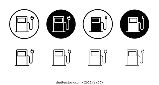 Gas station Icon Flat simple outline set