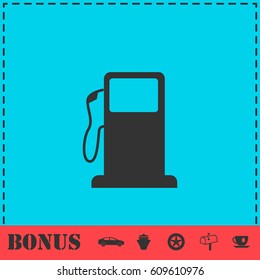 Gas station icon flat. Simple vector symbol and bonus icon