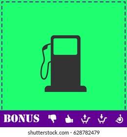 Gas station icon flat. Simple vector symbol and bonus icon