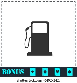 Gas station icon flat. Simple vector symbol and bonus icon