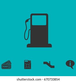 Gas station icon flat. Simple vector symbol and bonus icon