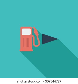 Gas station icon. Flat vector related icon with long shadow for web and mobile applications. It can be used as - logo, pictogram, icon, infographic element. Vector Illustration.