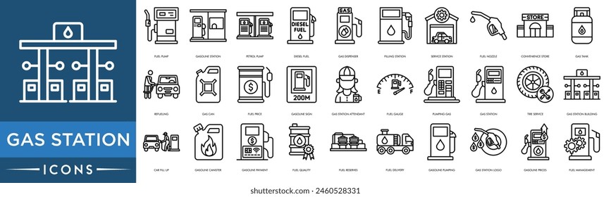 Gas station icon. Fuel Pump, Gasoline Station, Petrol Pump, Diesel Fuel, Gas Dispenser, Filling Station, Service Station, Fuel Nozzle, Convenience store, Gas Tank