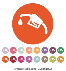 The Gas Station Icon. Gasoline And Diesel Fuel Symbol. Flat Vector Illustration. Button Set