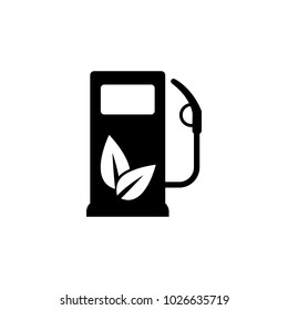 Gas station icon with leaves vector icon. Eco fuel symbol.
