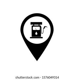 Gas station icon location. Fuel pump, fuel station location gps marker icon vector.