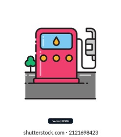 icono de la gasolinera. iconos de mapa y navegación. Los iconos incluían mapas, ubicación e iconos de navegación. Colección de iconos vectoriales de alta calidad.