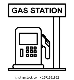 Gas station icon in modern outline style design. Vector illustration isolated on white background.