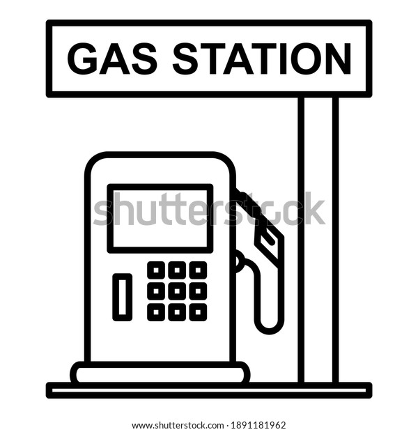 Gas station icon in modern\
outline style design. Vector illustration isolated on white\
background.