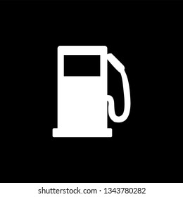 Gas Station Icon On Black Background. Black Flat Style Vector Illustration.