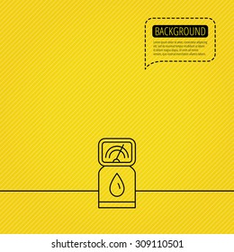 Gas station icon. Petrol fuel pump sign. Speech bubble of dotted line. Orange background. Vector