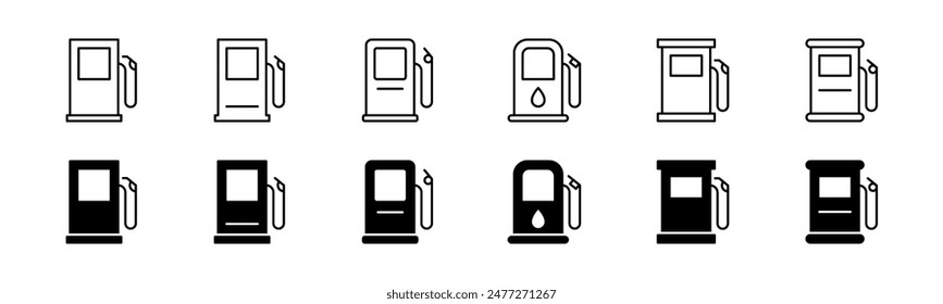 Gas station icon. Petrol station line and glyph. Gas station icon collection.