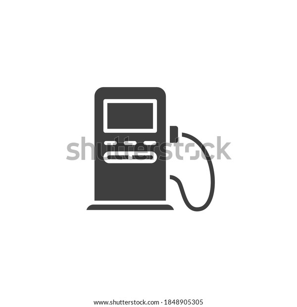 Gas station icon.\
Petrol pump or Fuel car refueling. Filling Station pictogram. Glyph\
or solid style pictogram. Vector illustration. Design on white\
background. EPS 10